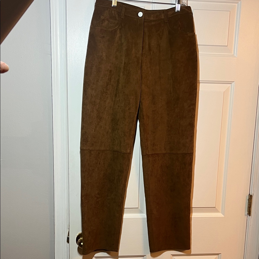 Theory Faux Suede Brown Pants 4 Small